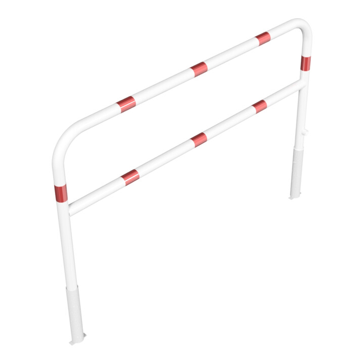 Schake Abweisebügel Ø 60mm, Breite 2000 mm, Höhe Überflur 1000 mm, herausnehmbar + Dreikantverschluß + Querholm + Bodenhülsen, beschichtet, weiß / rot