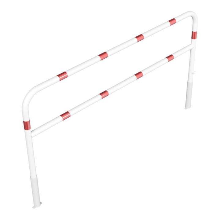 Schake Abweisebügel Ø 60mm, Breite 2500 mm, Höhe Überflur 1000 mm, herausnehmbar + Dreikantverschluß + Querholm + Bodenhülsen, beschichtet, weiß / rot