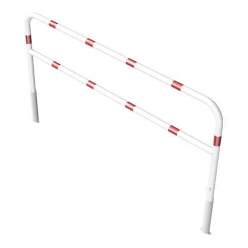 Schake Abweisebügel Ø 60mm, Breite 2500 mm, Höhe Überflur 1000 mm, herausnehmbar + Dreikantverschluß + Querholm + Bodenhülsen, beschichtet, weiß / rot
