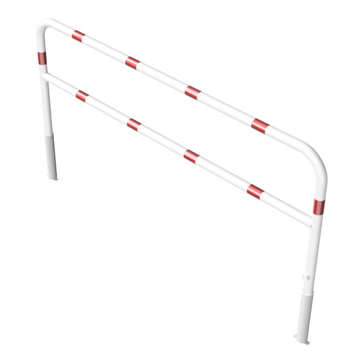 Schake Abweisebügel Ø 60mm, Breite 2500 mm, Höhe Überflur 1000 mm, herausnehmbar + Dreikantverschluß + Querholm + Bodenhülsen, beschichtet, weiß / rot