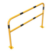Schake Abweisebügel Ø48mm Breite: 1500mm, Höhe: 1000 mm + Querholm, + Bodenplatten zum Aufdübeln, beschichtet, gelb / schwarz-4