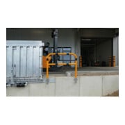 Schake Abweisebügel Ø60mm Breite: 700mm, Höhe: 1200 mm + Querholm, für Wandmontage, beschichtet, gelb / schwarz, inkl. 2 Bodenhülsen 460.15W-2
