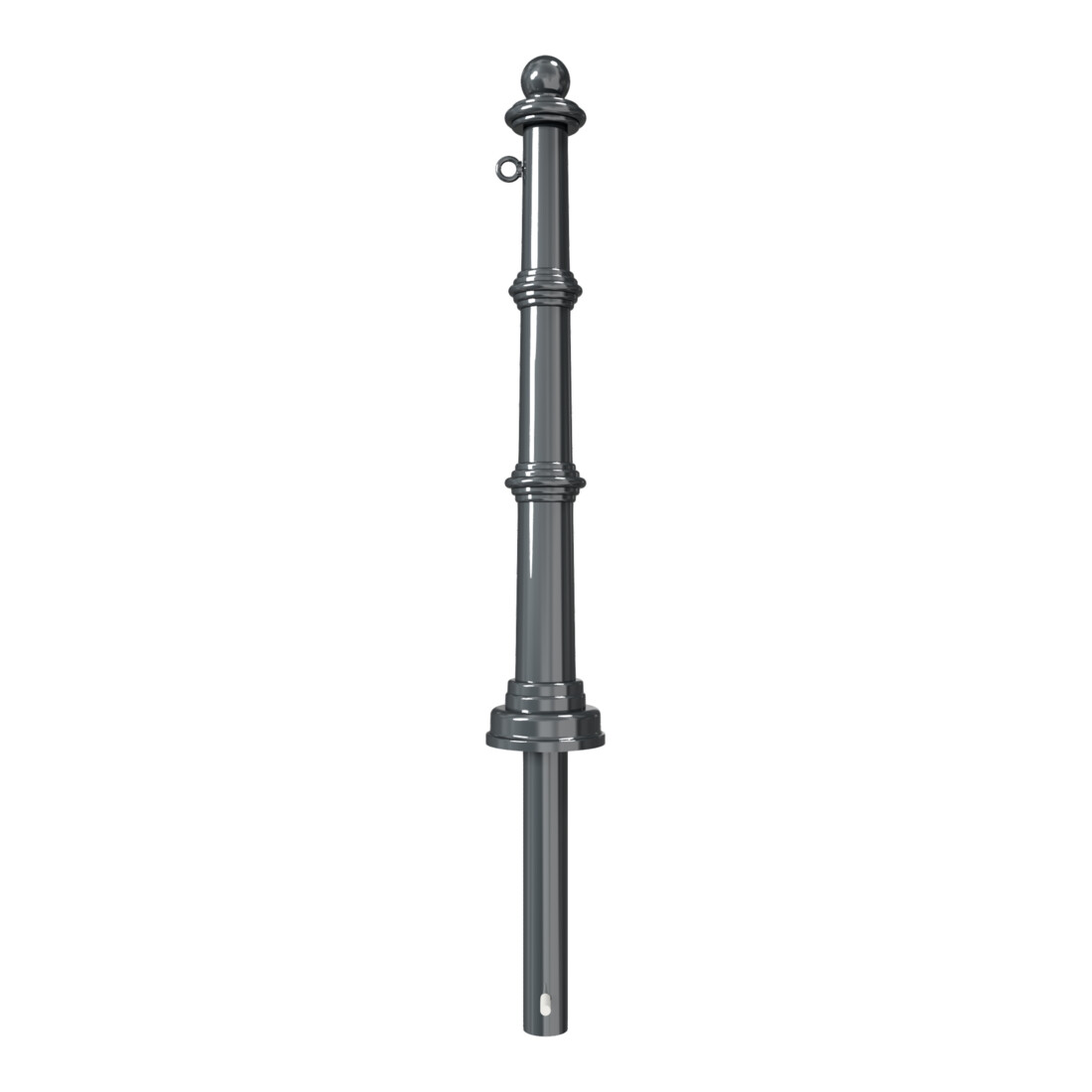 Schake Alu Stilpfosten Typ 495B+1, ortsfest, ca. 900 mm Überflur, m. Erdanker anthrazitgrau, beschichtet, + 1 Öse
