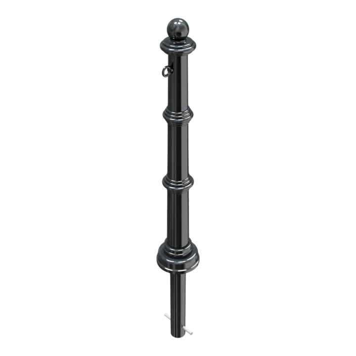 Schake Alu Stilpfosten Typ 495B+1, ortsfest, ca. 900 mm Überflur, m. Erdanker anthrazitgrau, beschichtet, + 1 Öse