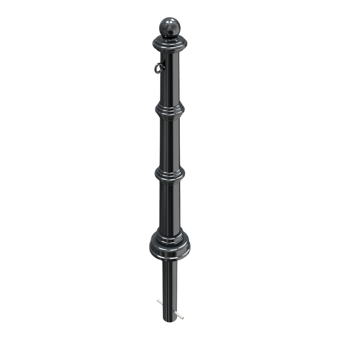 Schake Alu Stilpfosten Typ 495B+1, ortsfest, ca. 900 mm Überflur, m. Erdanker anthrazitgrau, beschichtet, + 1 Öse