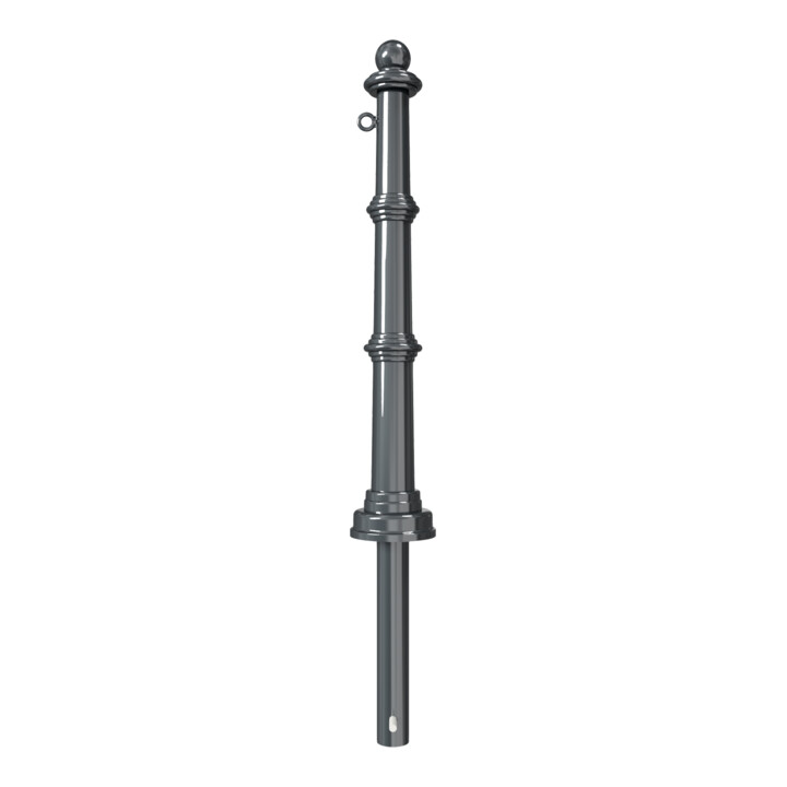 Schake Alu Stilpfosten Typ 495B+1, ortsfest, ca. 900 mm Überflur, m. Erdanker anthrazitgrau, beschichtet, + 1 Öse
