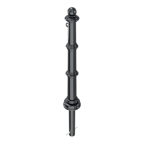 Schake Alu Stilpfosten Typ 495B+1, ortsfest, ca. 900 mm Überflur, m. Erdanker anthrazitgrau, beschichtet, + 1 Öse