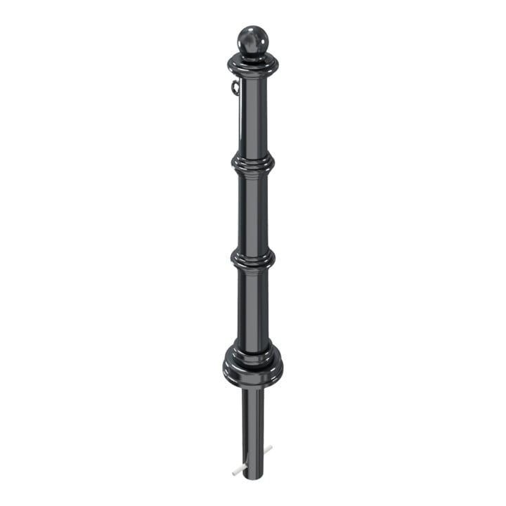 Schake Alu Stilpfosten Typ 495B+1, ortsfest, ca. 900 mm Überflur, m. Erdanker anthrazitgrau, beschichtet, + 1 Öse