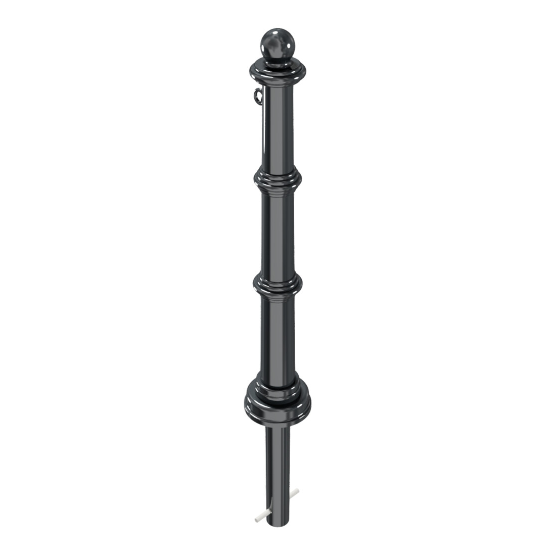 Schake Alu Stilpfosten Typ 495B+1, ortsfest, ca. 900 mm Überflur, m. Erdanker anthrazitgrau, beschichtet, + 1 Öse