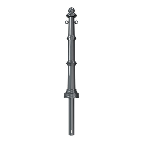 Schake Alu Stilpfosten Typ 495B+2, ortsfest, ca. 900 mm Überflur, m. Erdanker anthrazitgrau, beschichtet, + 2 Ösen