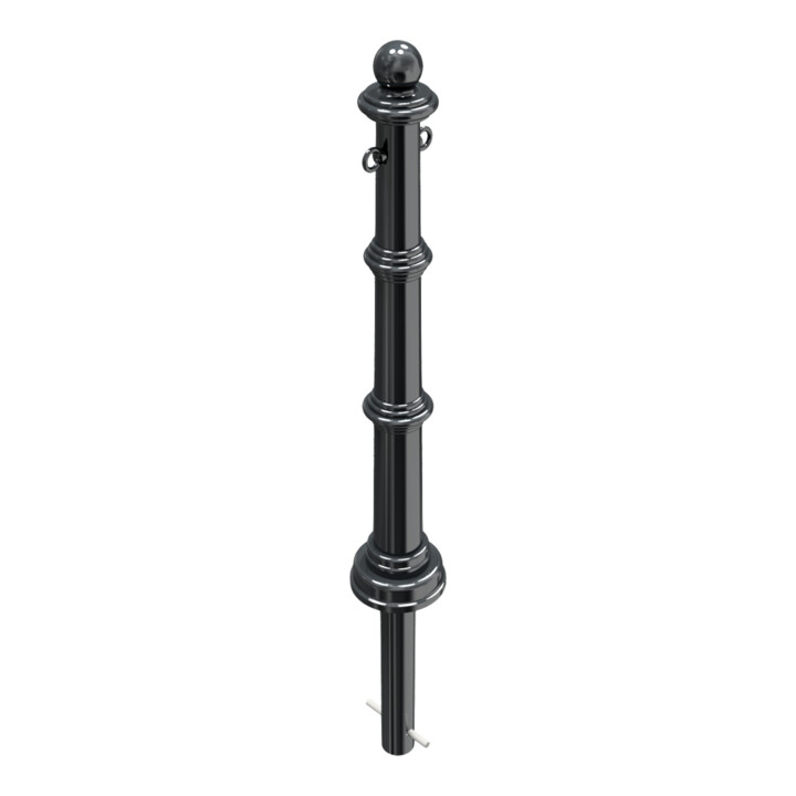 Schake Alu Stilpfosten Typ 495B+2, ortsfest, ca. 900 mm Überflur, m. Erdanker anthrazitgrau, beschichtet, + 2 Ösen