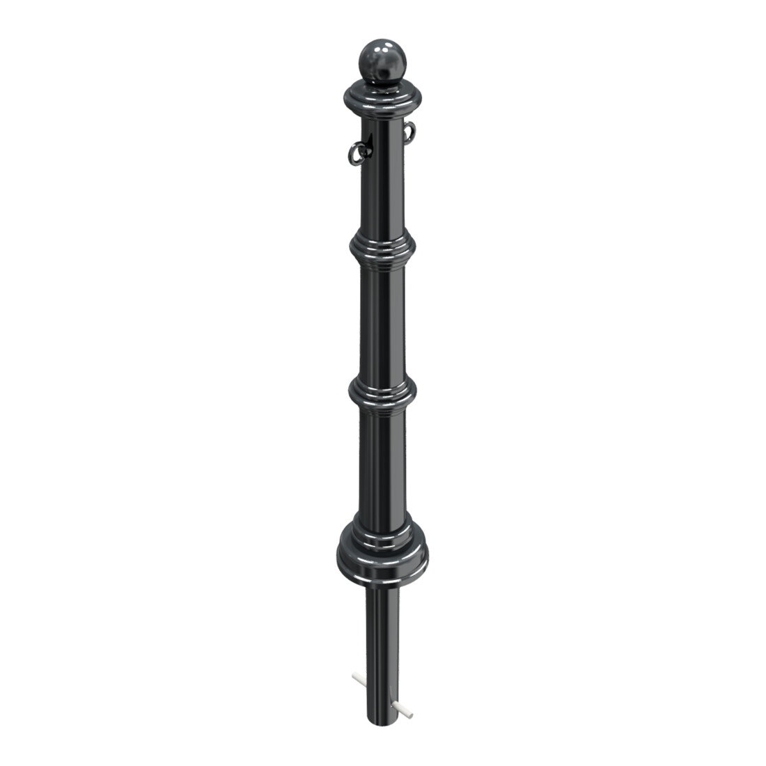 Schake Alu Stilpfosten Typ 495B+2, ortsfest, ca. 900 mm Überflur, m. Erdanker anthrazitgrau, beschichtet, + 2 Ösen
