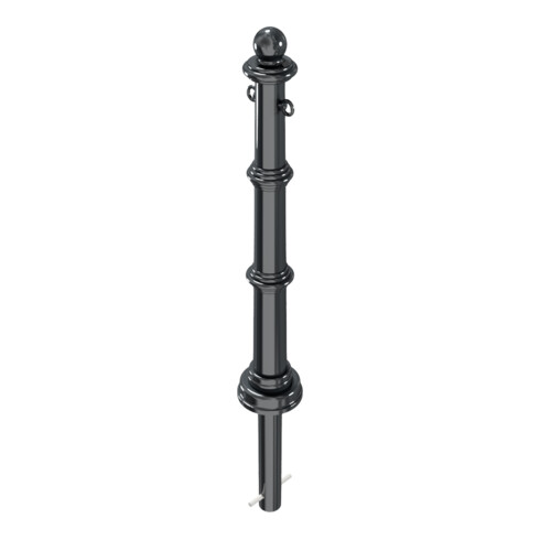 Schake Alu Stilpfosten Typ 495B+2, ortsfest, ca. 900 mm Überflur, m. Erdanker anthrazitgrau, beschichtet, + 2 Ösen