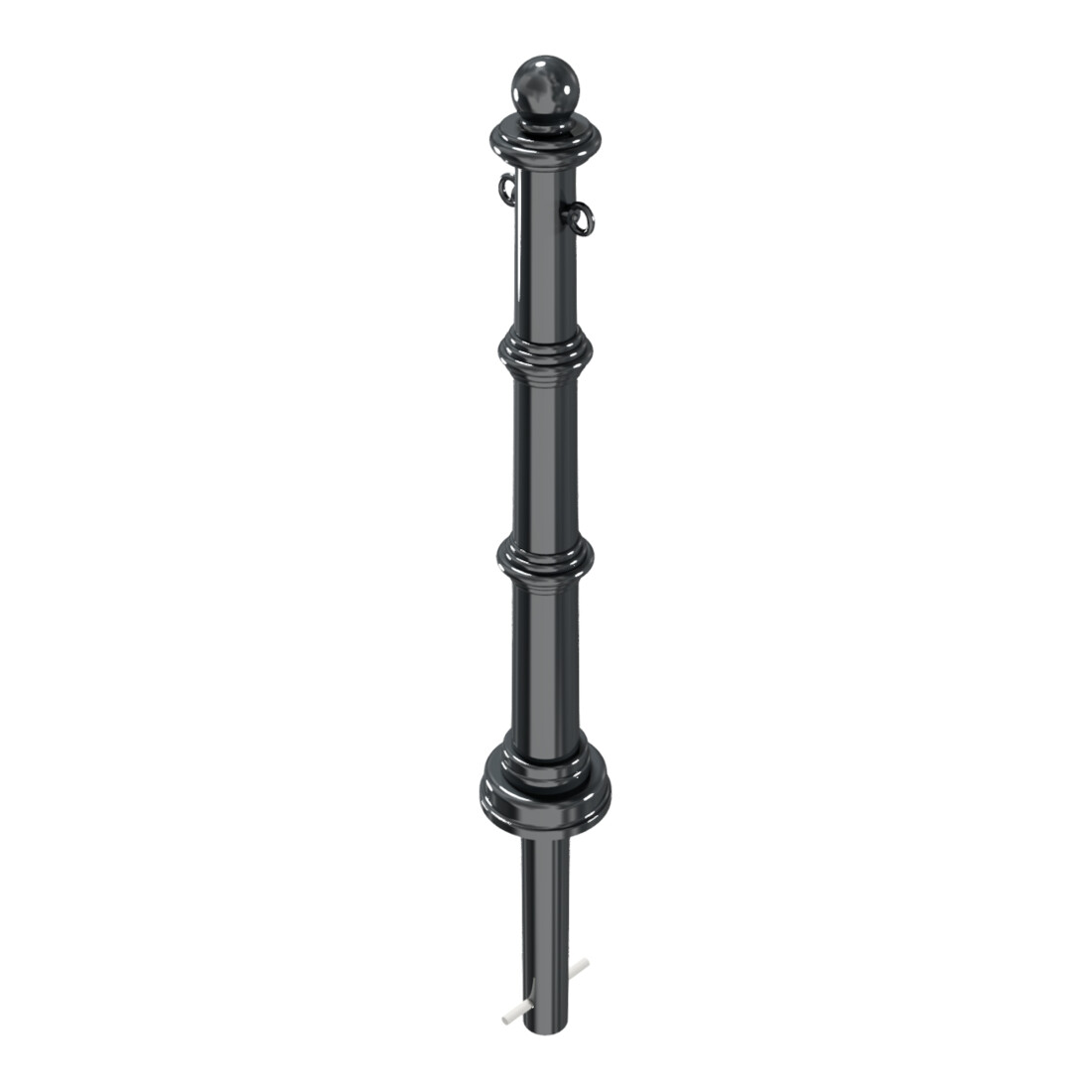 Schake Alu Stilpfosten Typ 495B+2, ortsfest, ca. 900 mm Überflur, m. Erdanker anthrazitgrau, beschichtet, + 2 Ösen