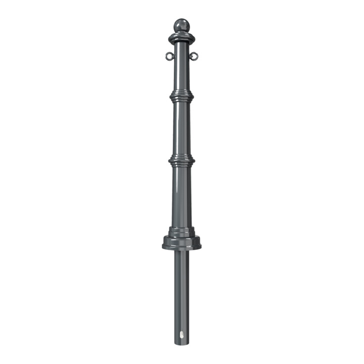Schake Alu Stilpfosten Typ 495B+2, ortsfest, ca. 900 mm Überflur, m. Erdanker anthrazitgrau, beschichtet, + 2 Ösen