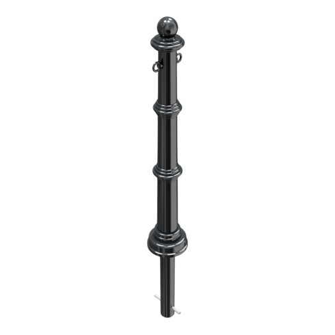 Schake Alu Stilpfosten Typ 495B+2, ortsfest, ca. 900 mm Überflur, m. Erdanker anthrazitgrau, beschichtet, + 2 Ösen