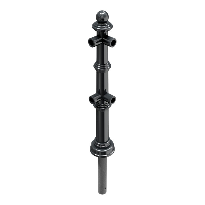Schake Alu Stilpfosten Typ 495B anthrazitgrau, beschichtet, ca. 900 mm Überflur Eckpfosten für Ober- und Knieholm 90°