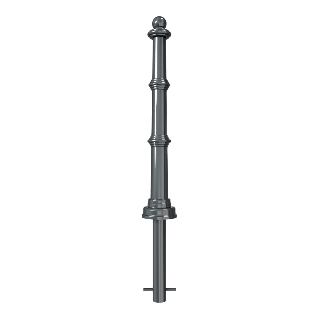 Schake Alu Stilpfosten Typ 495B, ortsfest, ca. 900 mm Überflur, m. Erdanker anthrazitgrau, beschichtet