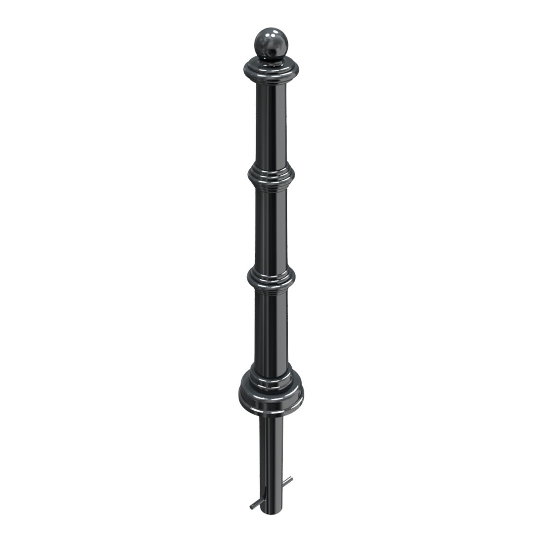 Schake Alu Stilpfosten Typ 495B, ortsfest, ca. 900 mm Überflur, m. Erdanker anthrazitgrau, beschichtet