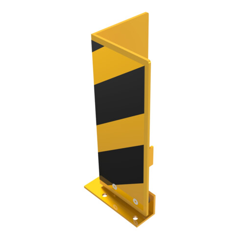 Schake Anfahrschutz, elastisch Stahlblech 6mm stark, gelb, beschichtet, + schwarzen Streifen, zum Aufdüben Höhe: 400 mm Schenkellänge: 160 mm Neigungswinkel: 15°