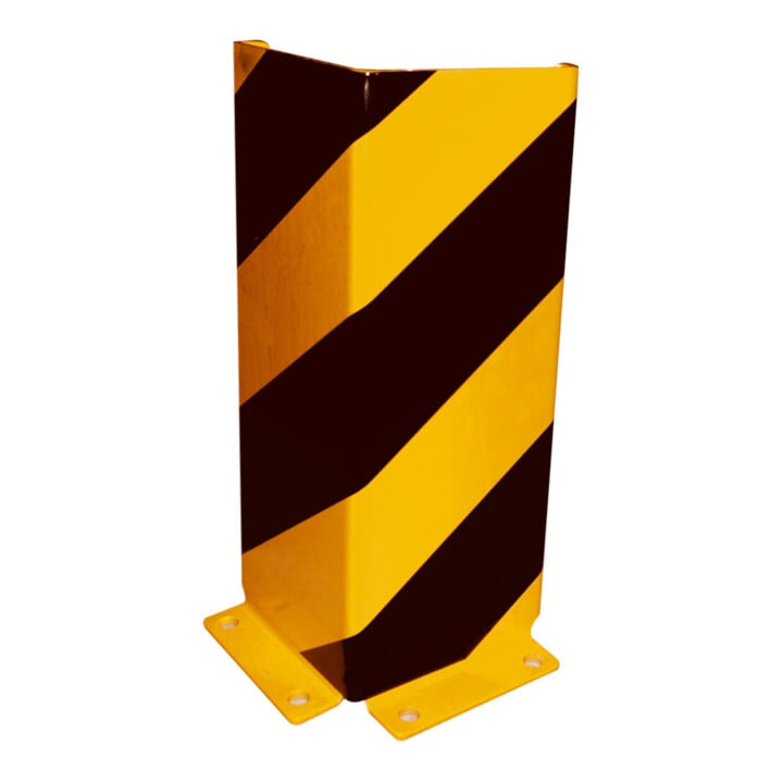 Set Schake Anfahrschutz, Winkel Stahlblech 6mm, Höhe 800mm, Schenkellänge 160mm, gelb / schwarz + BefestigungsschraubensatzTyp 1