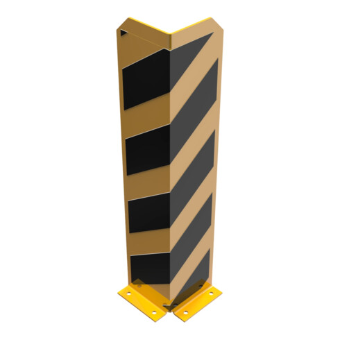 Schake Anfahrschutzwinkel, standard Stahlblech 5mm, gelb, beschichtet, + schwarzen Streifen (Folie beigelegt), Schenkellänge 160mm, Höhe 800mm