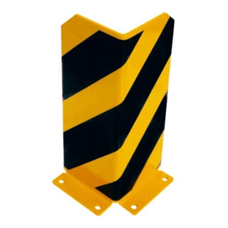 Schake Anfahrschutzwinkel, standard Stahlblech 5mm, gelb, beschichtet, + schwarzen Streifen, Schenkellänge 160mm, Höhe 200mm