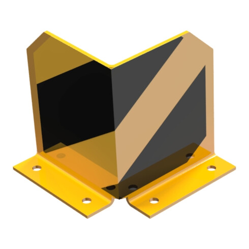Schake Anfahrschutzwinkel, standard Stahlblech 5mm, gelb, beschichtet, + schwarzen Streifen, Schenkellänge 160mm, Höhe 200mm