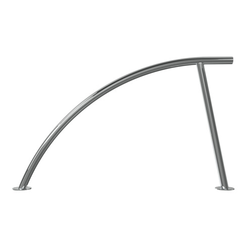 Schake Anlehnbügel aus Edelstahl V2A zum Aufdübeln Ø48mm, Gesamtbreite: ca 1400mm Höhe Überflur: ca. 850mm geschliffen