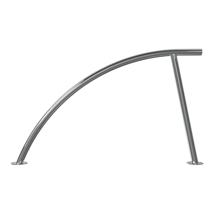 Schake Anlehnbügel aus Edelstahl V2A zum Aufdübeln Ø48mm, Gesamtbreite: ca 1400mm Höhe Überflur: ca. 850mm geschliffen