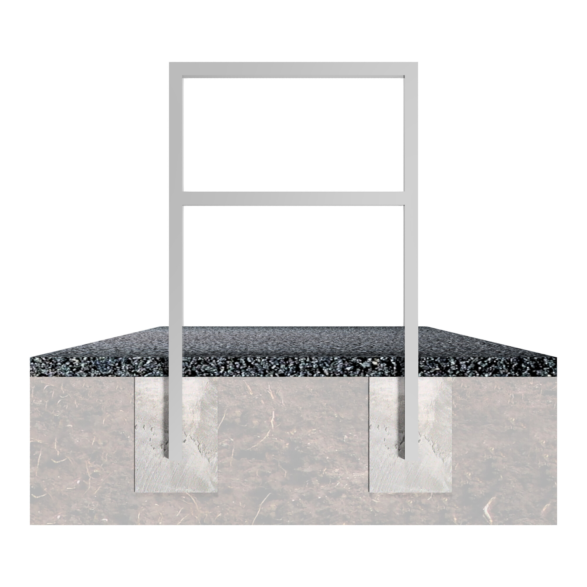 Schake Anlehnbügel aus Vierkantrohr 60x40mm, Breite: 1000mm Gesamthöhe:1200 mm + Querholm feuerverzinkt