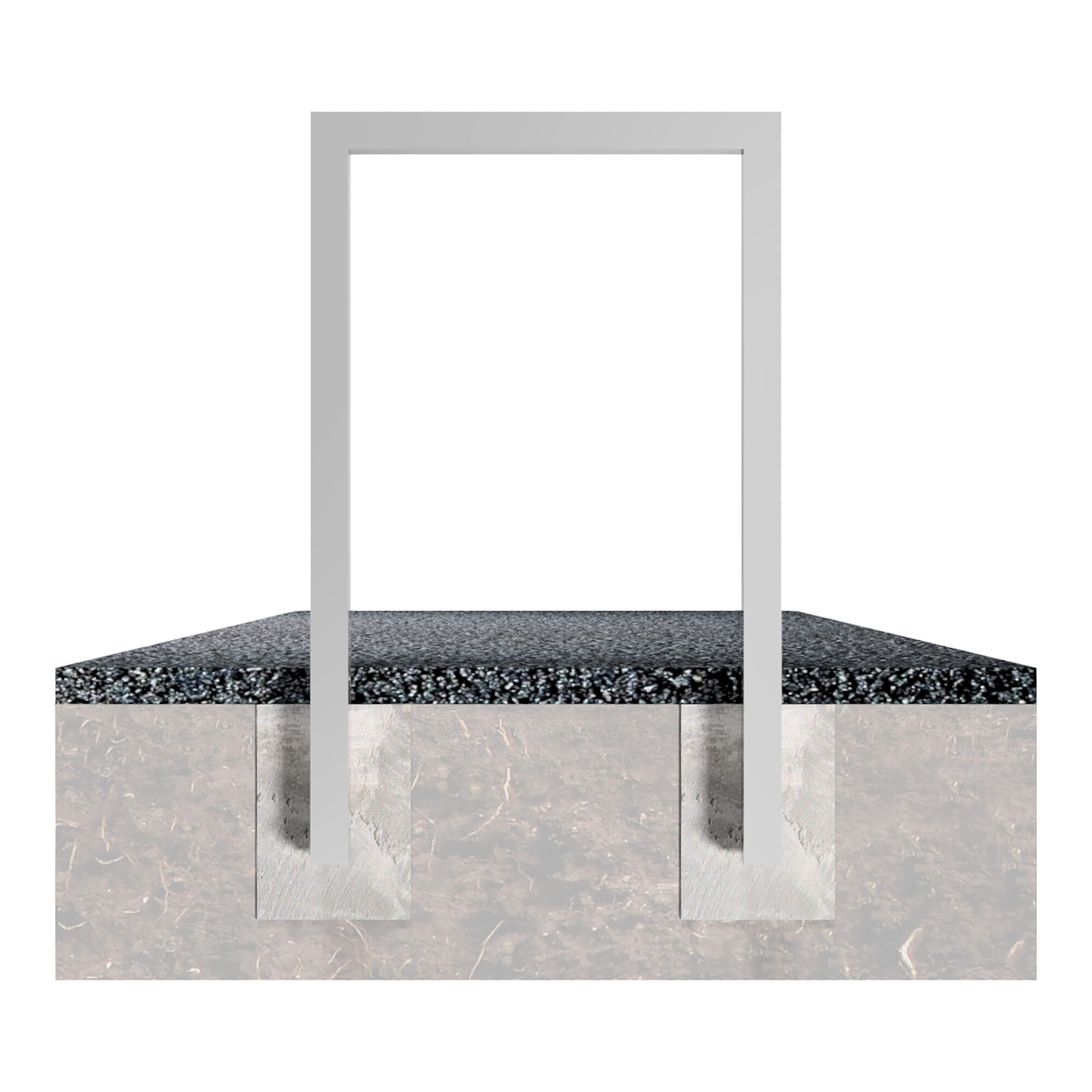 Schake Anlehnbügel aus Vierkantrohr 60x60mm, Breite: 450mm Gesamthöhe:1200 mm ohne Querholm feuerverzinkt
