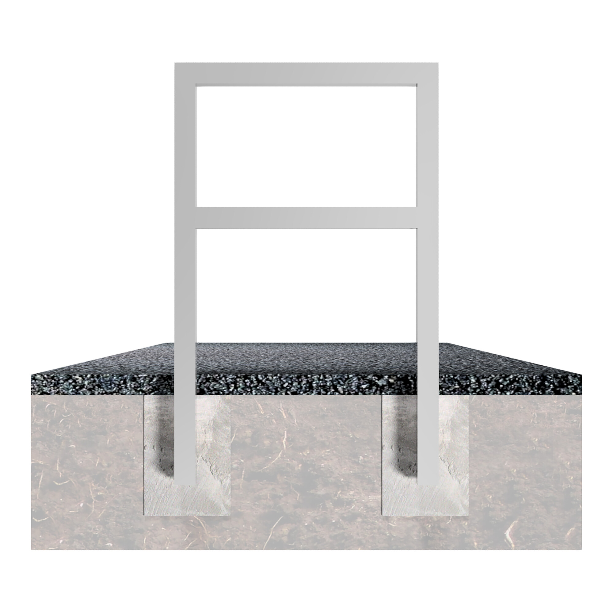 Schake Anlehnbügel aus Vierkantrohr 60x60mm, Breite: 750mm Gesamthöhe:1200 mm + Querholm, beschichtet