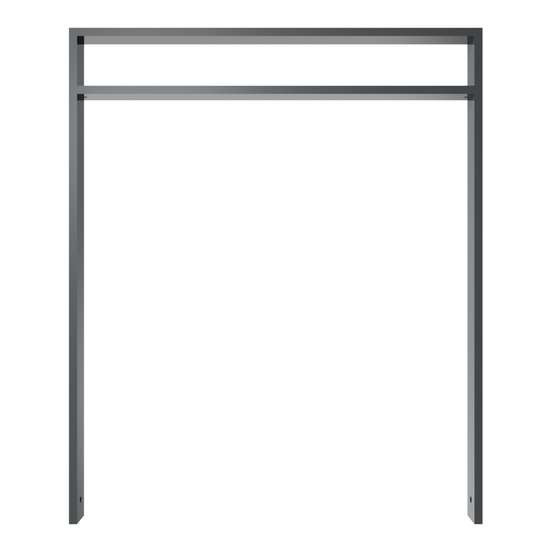 Schake Anlehnbügel aus Vierkantrohr 80x20mm, Breite: 1000mm Gesamthöhe:1200 mm + Querholm (kleiner Abstand), beschichtet
