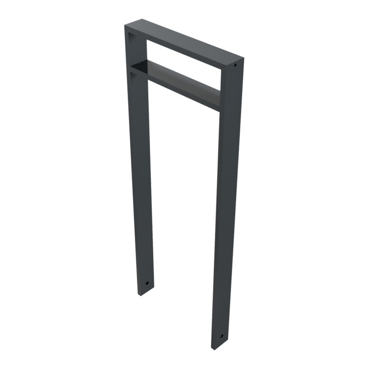 Schake Anlehnbügel aus Vierkantrohr 80x20mm, Breite: 450mm Gesamthöhe:1200 mm + Querholm (kleiner Abstand), beschichtet