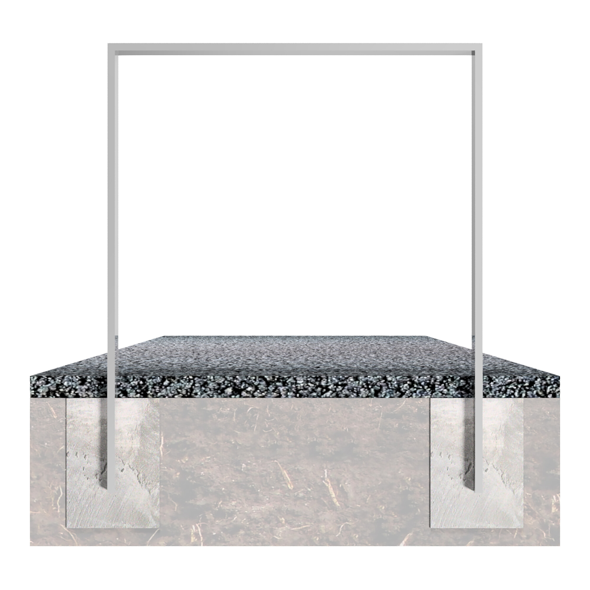 Schake Anlehnbügel aus Vierkantrohr 80x20mm, Breite: 750mm Gesamthöhe:1200 mm ohne Querholm feuerverzinkt