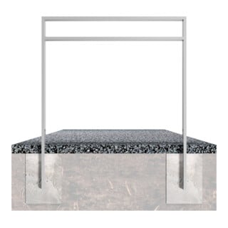 Schake Anlehnbügel aus Vierkantrohr 80x20mm, Breite: 750mm Gesamthöhe: 1200 mm + Querholm (kleiner Abstand), beschichtet