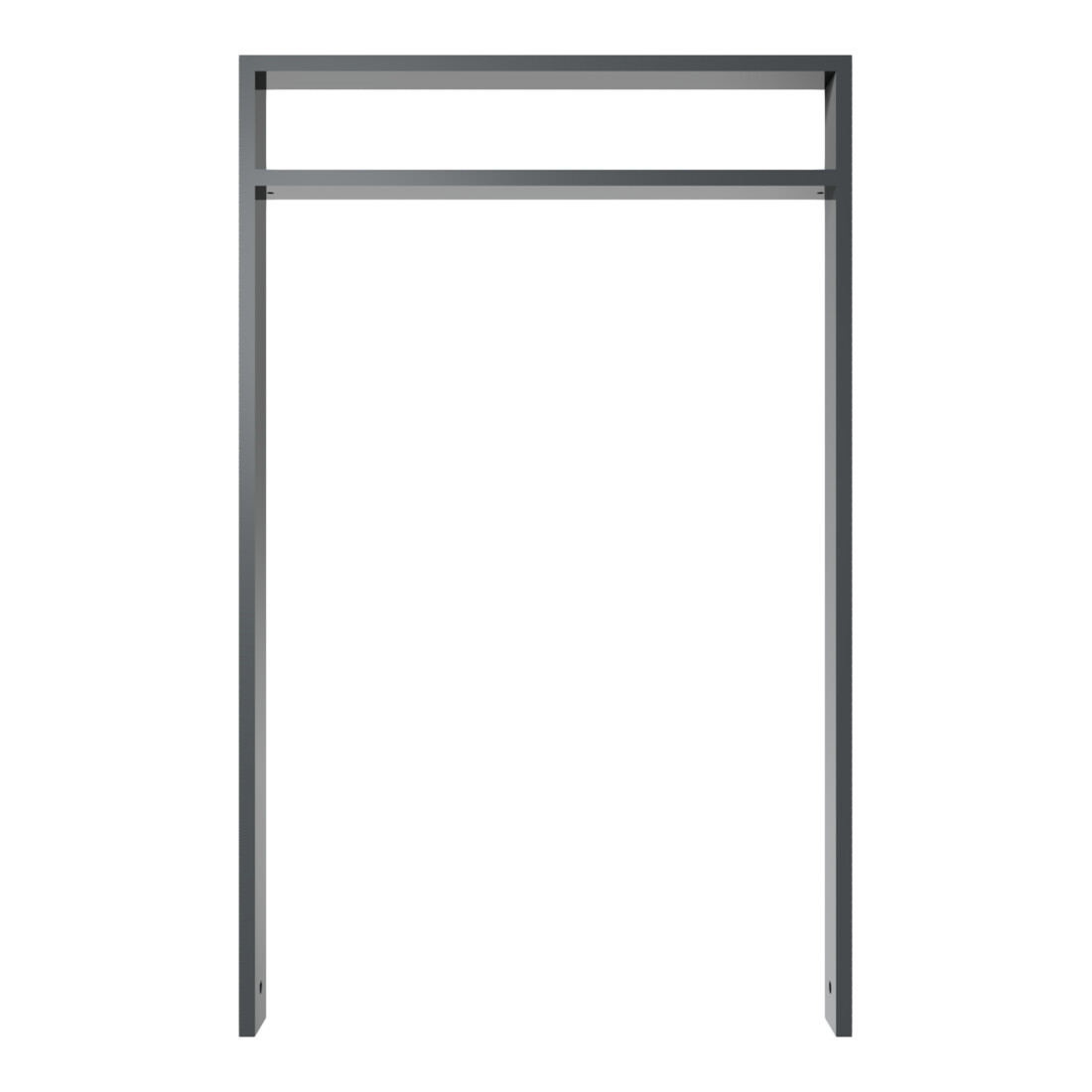 Schake Anlehnbügel aus Vierkantrohr 80x20mm, Breite: 750mm Gesamthöhe: 1200 mm + Querholm (kleiner Abstand), beschichtet