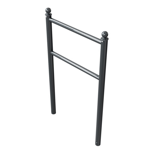 Schake Anlehnbügel Standrohre Ø 60mm, Höhe: 1300mm Querrohre Ø 42mm, Gesamtbreite: 800mm + Kugelkopf, beschichtet