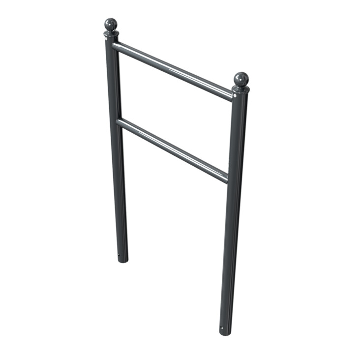 Schake Anlehnbügel Standrohre Ø 60mm, Höhe: 1300mm Querrohre Ø 42mm, Gesamtbreite: 800mm + Kugelkopf, beschichtet