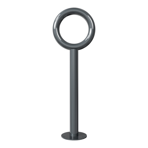 Schake Anlehnpfosten + Rohring senkrechter Pfosten Stahlrohr Ø 60mm, Rohring Ø 300mm Ø 48mm, zum Aufdübeln + Bodenplatte Ø 180mm, Gesamthöhe 900mm, beschichtet, DB703
