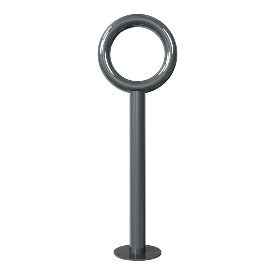 Schake Anlehnpfosten + Rohring senkrechter Pfosten Stahlrohr Ø 60mm, Rohring Ø 300mm Ø 48mm, zum Aufdübeln + Bodenplatte Ø 180mm, Gesamthöhe 900mm, beschichtet, DB703