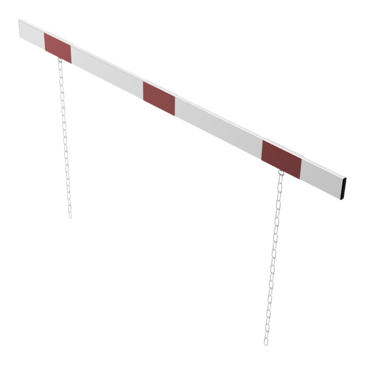 Schake Barriere aus Aluminiumprofil 100x20mm, Gesamtlänge 2000mm, beidseitig reflektierend