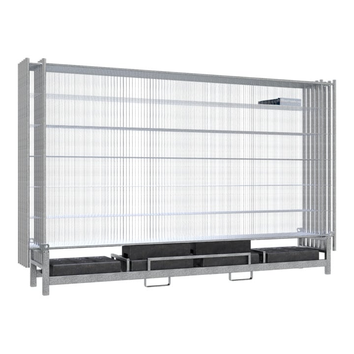 Set Schake Fahnenmast-Set 6m Stahlmast, RAL 9005 + Schake Beton-Aufstellvorrichtung, 1000 kg + Schake Ausleger für Fahne + Schake Lampenmast + Schake Kameramast-Set 6m mit Traverse