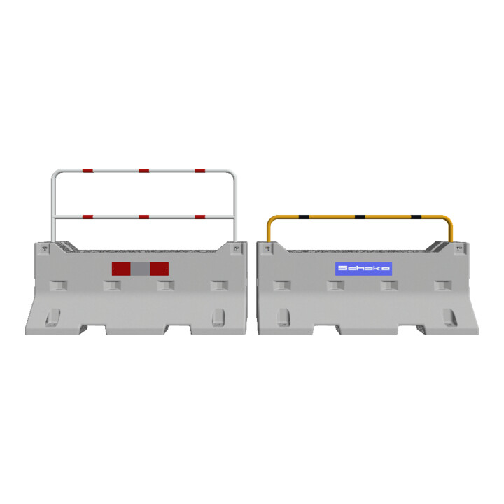 Schake Betonleitwand SET 3, mit Querholm, feuerverzinkt und weiß beschichtet mit rot reflektierenden Streifen (Art.-Nr. 465_64B)