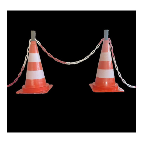 Schake Chaîne de barrière rouge/blanc, plastique 6 mm, 25 m