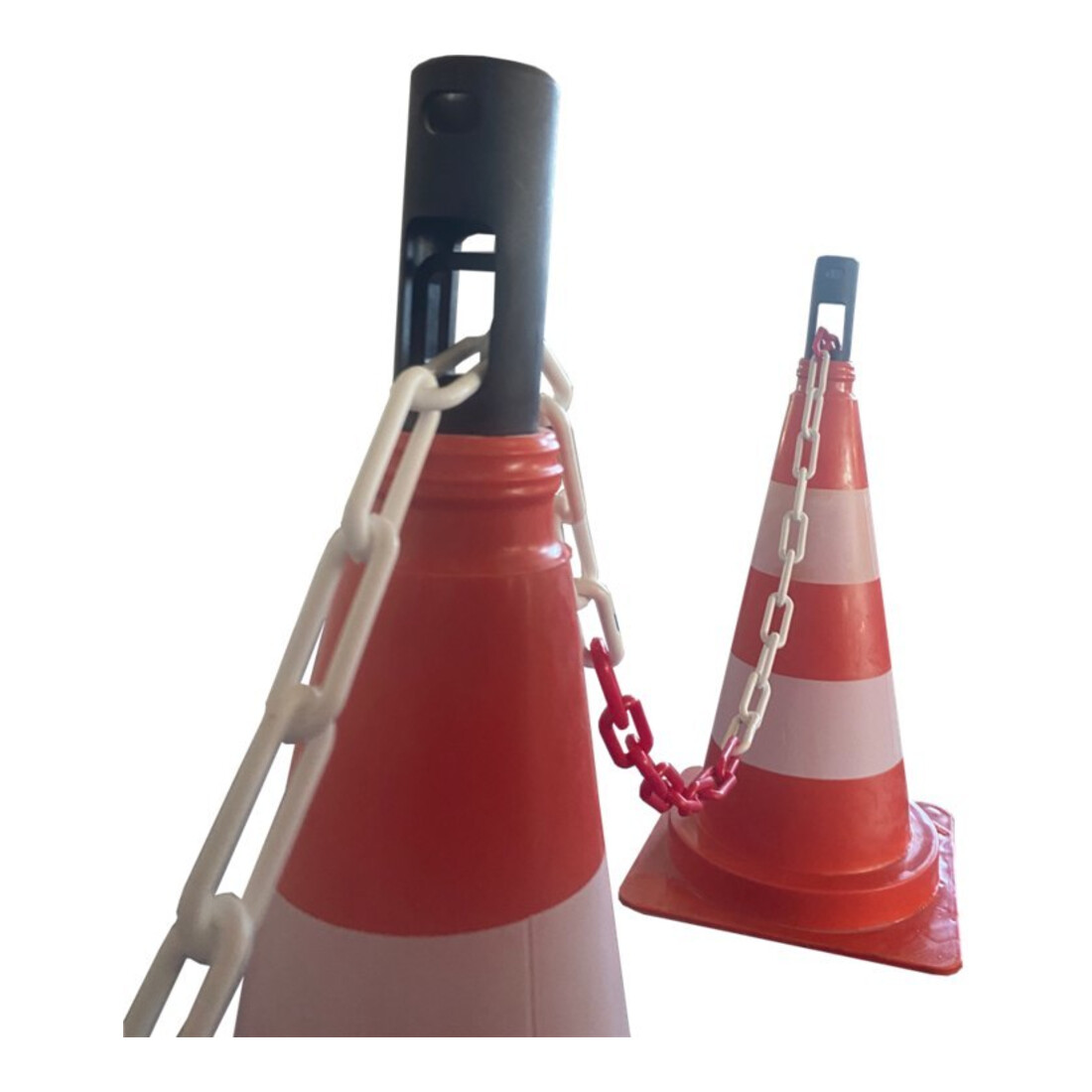 Schake Chaîne de barrière rouge/blanc, plastique 6 mm, 25 m