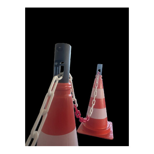 Schake Chaîne de barrière rouge/blanc, plastique 6 mm, 25 m