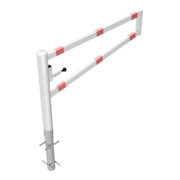 Schake Drehbare Wegesperre + selbst einrastender Verriegelung 1,50m für Vorhangschloss Drehpfosten: Ø 102mm, Schrankenarm: 60x40mm, zum Einbetonieren, weiß / rot-4