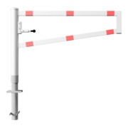 Schake Drehbare Wegesperre + selbst einrastender Verriegelung 1,50m für Vorhangschloss Drehpfosten: Ø 102mm, Schrankenarm: 60x40mm, zum Einbetonieren, weiß / rot-5